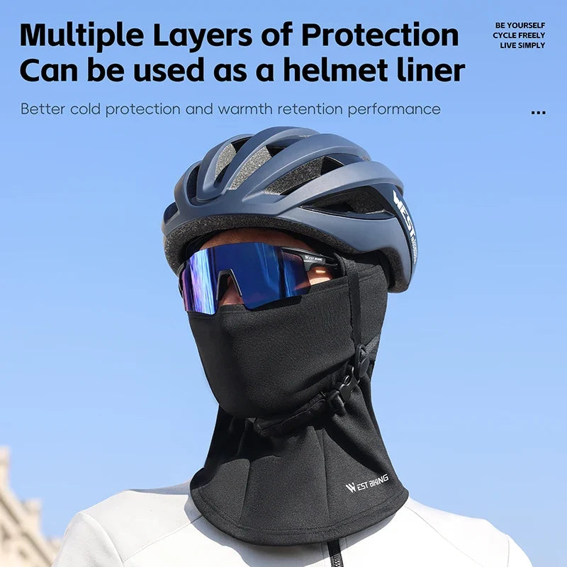 WEST BIKING Winter Thermal Balaclava High Elastic Breathable Windproof Cycling Headgear Fleece Bike Helmet Liner Sports Mask