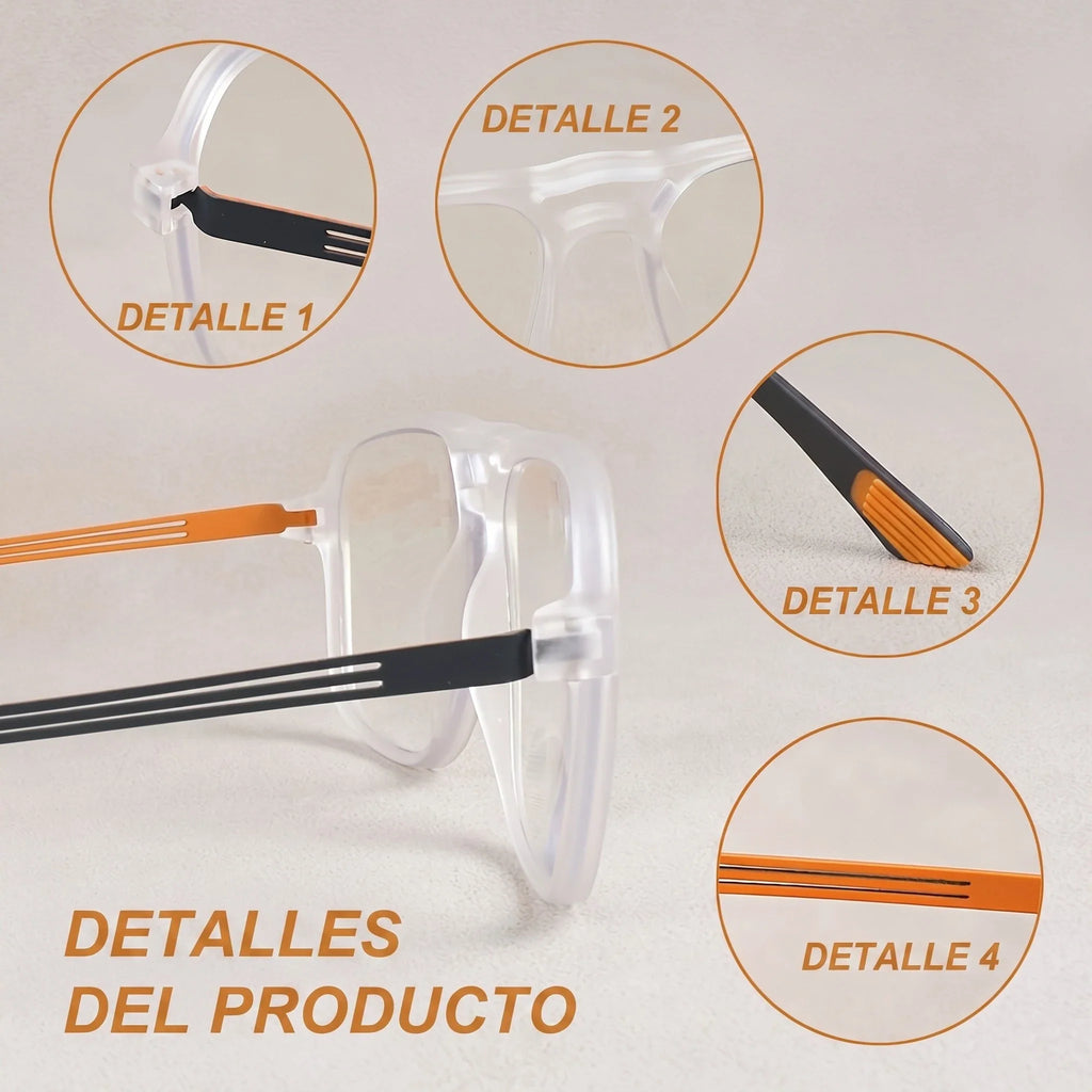 Progressive Multifocal Reading Glasses Intelligent Zoom Anti Blue Light Eyewear Alloy Temples Square Clear/Red Coating Glasses