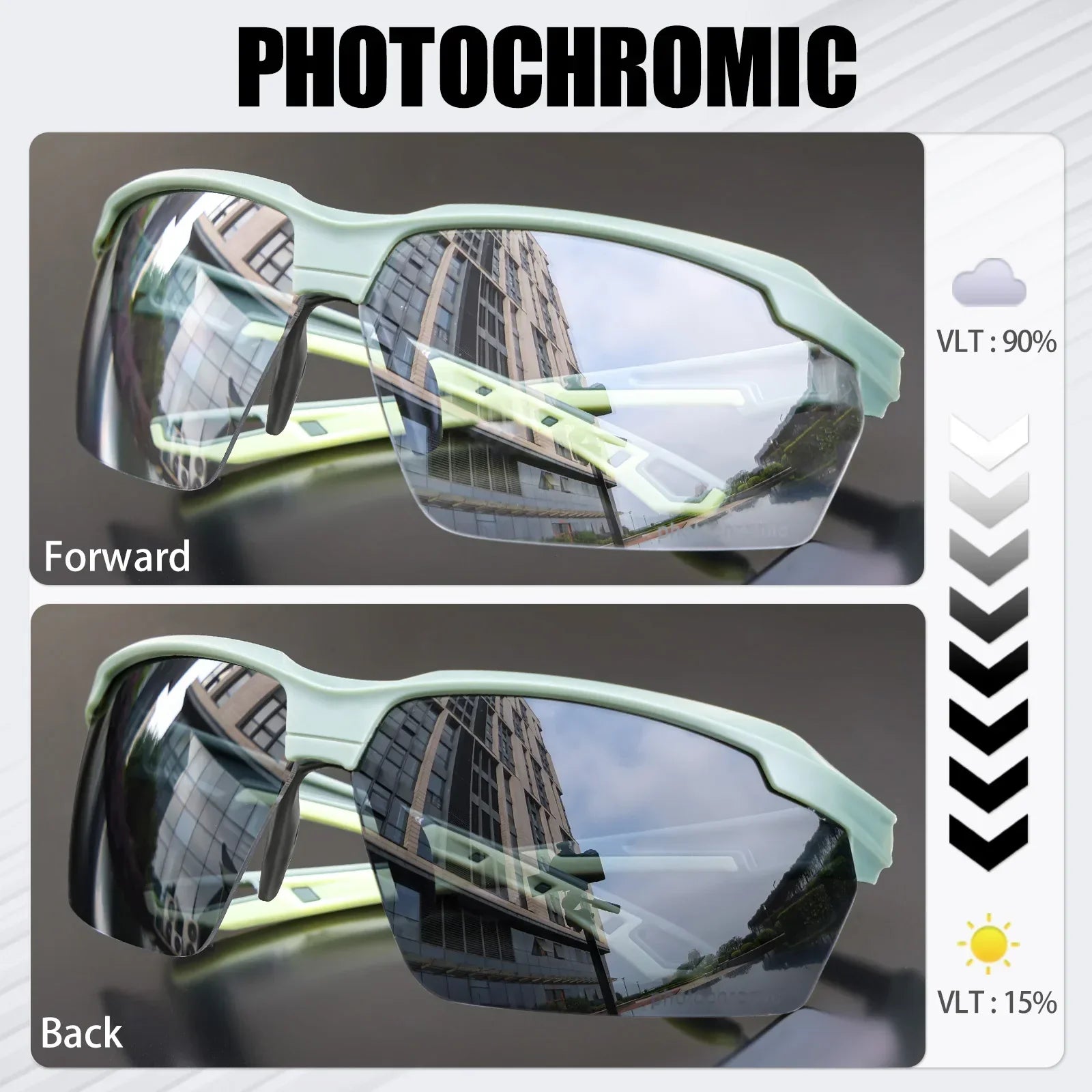 SCVCN New Photochromic Sunglasses Men Outdoor Cycling Glasses Bike MTB Road Bicycle UV400 Goggles Women Sports Hiking Glasses