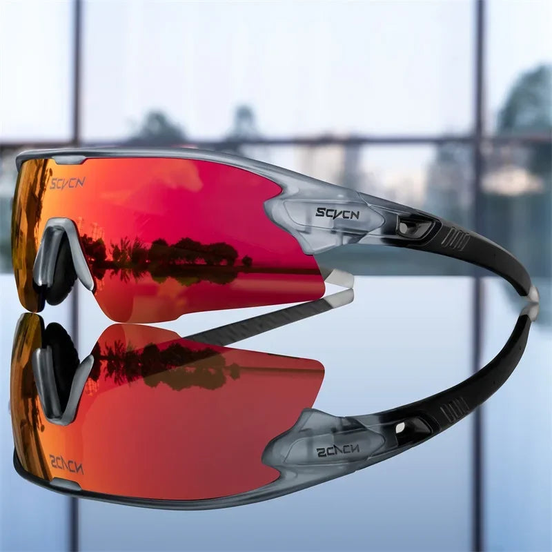 SCVCN Mountain Bicycle Glasses Sports Men's Sunglasses Photochromic Cycling Goggles MTB Road Running UV400 Protection Eyewear
