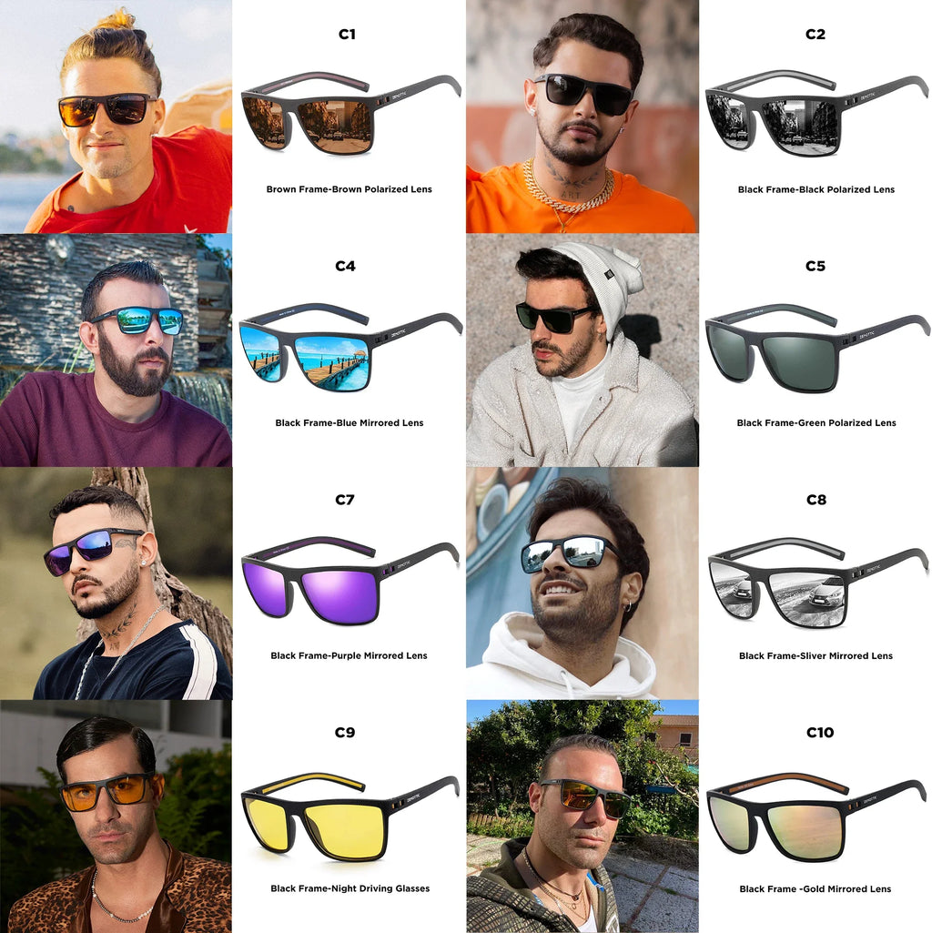 ZENOTTIC Retro Square Polarized Prescription Sunglasses Fashion Lightweight TR90 Progressive Optical Sun Glasses for Women Men