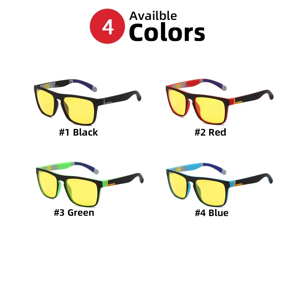 VIVIBEE Night Vision Glasses Yellow Polarized UV400 Men Square Driving Goggles Sports Women Anti Glare Car Eyepieces