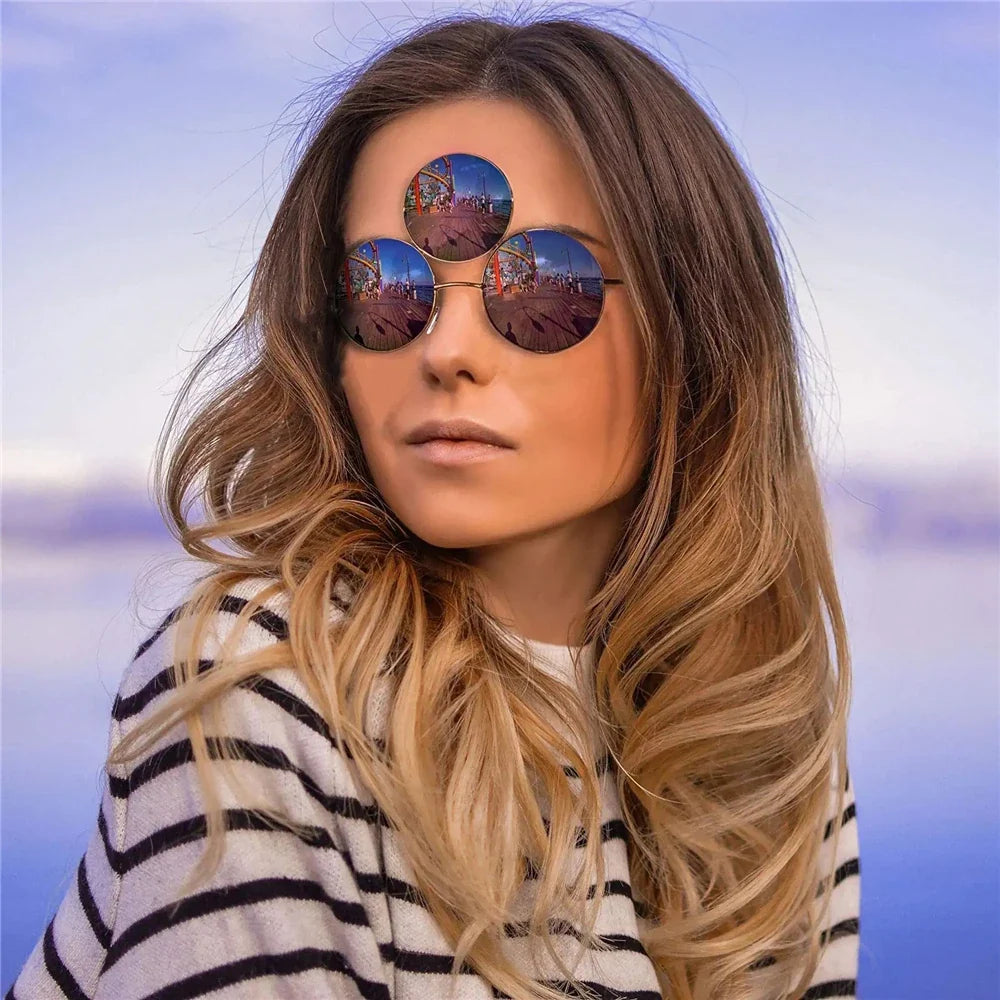 Novel Third Eye Round Metal Frame Sunglasses Chinese Style Erlang God Three Eyes Glasses Funny Party Halloween Cosplay Glasses