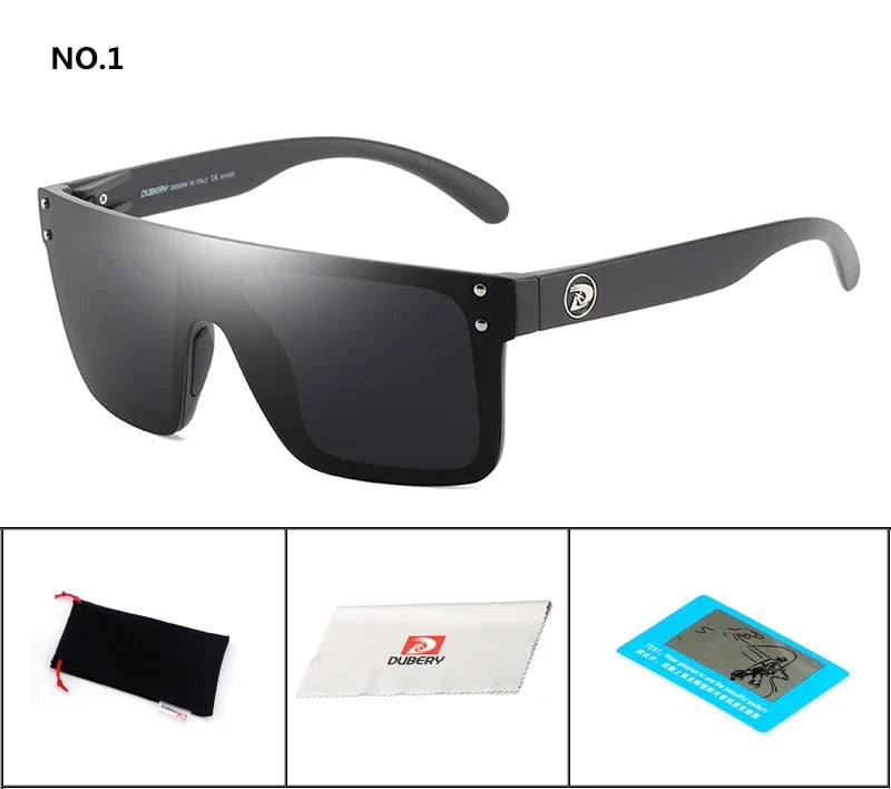 DUBERY Polarized Sunglasses One Piece Lens Men Oversized Sunglasses UV400 Women Rimless Fashion Safety Sun Glasses Italy Design