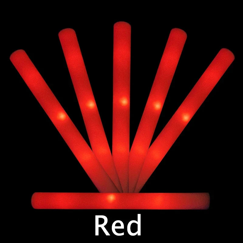 1-100Pcs LED Glow Sticks Bulk Colorful RGB Glow Foam Stick Cheer Tube Dark Light for Xmas Birthday Wedding Party Supplies