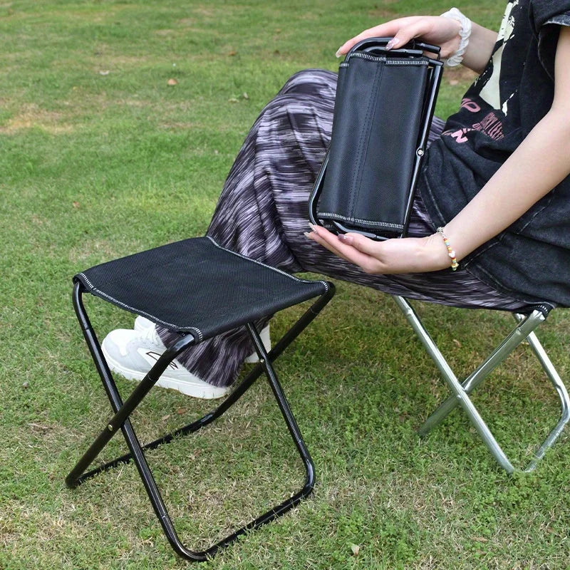 Foldable Outdoor Camping Chair Easy Carry Pocket Stool Compact Fishing Seat For Travel Leisure Hiking Outdoor Activities