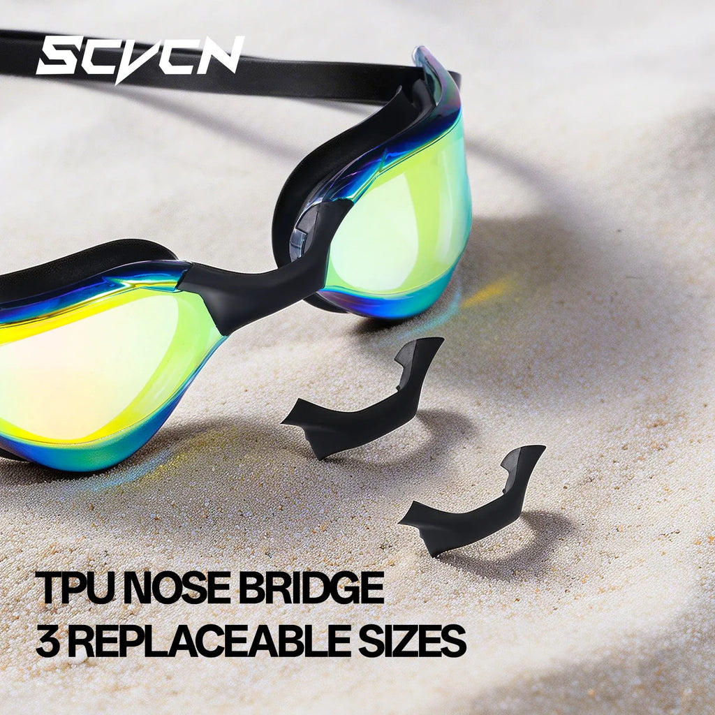 SCVCN New Men UV Protection Adjustable Adult Outdoor Swim Goggles Professional Female Swimming Electroplate Anti Fog Glasses