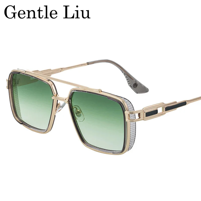 Steampunk Classic Square Sunglasses Men 2026 Luxury Brand Punk Metal Double Beam Sun Glasses For Male UV400 Punk Driving Eyewear