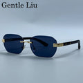 Small Square Rimless Sunglasses Men 2026 Luxury Designer Vintage Polygon Rectangle Shades Gold Metal Eyewear Retro Sun Glasses