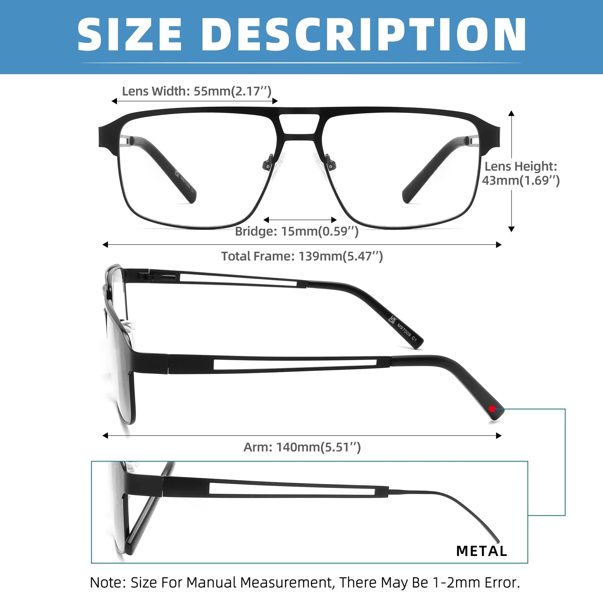 Blue light Reading Glasses for Men Metal Frame Readers Computer Eyeglass fit read Magnifier Presbyopia Lens Eyewear +0.75~3.0