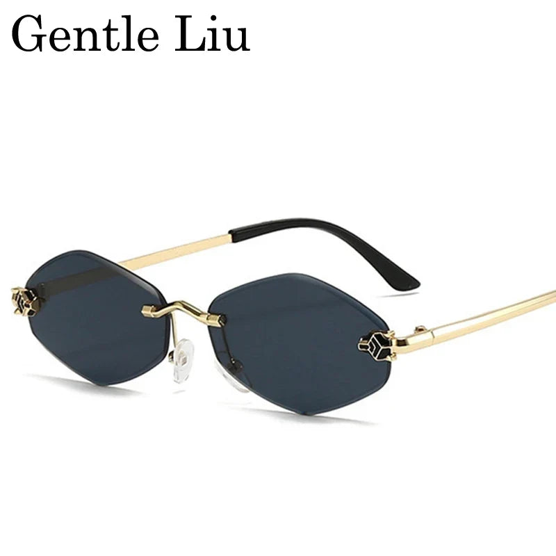 Fashion Rimless Hexagon Sunglasses Women 2026 Luxury Brand Y2K Punk Sexy Travel Sun Glasses For Ladies Frameless Rhombus Eyewear