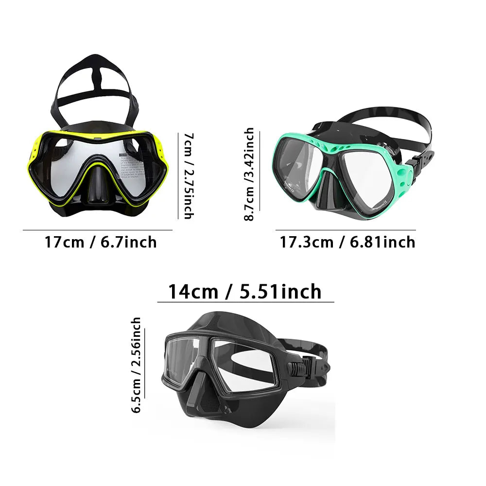New Multi-Style Adult Scuba Diving Mask Swimming Goggles Scuba Snorkel Silicone HD Anti-Fog Tempered Glass Diving Goggles Gifts