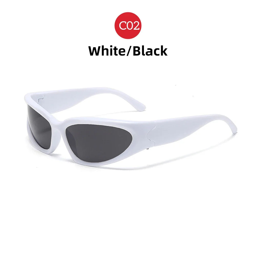VIVIBEE Y2K Sunglasses Women Steampunk Mirror White Sports Mne Goggles UV400 Punk Sun Glasses 2026 Trending Product