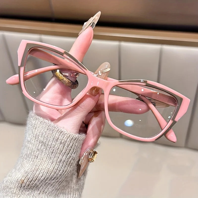 Women's Elegant Cat Eye Reading Glasses - Fashionable Color Block Design, Blue Light Blocking,  1.0 to  4.0 Power