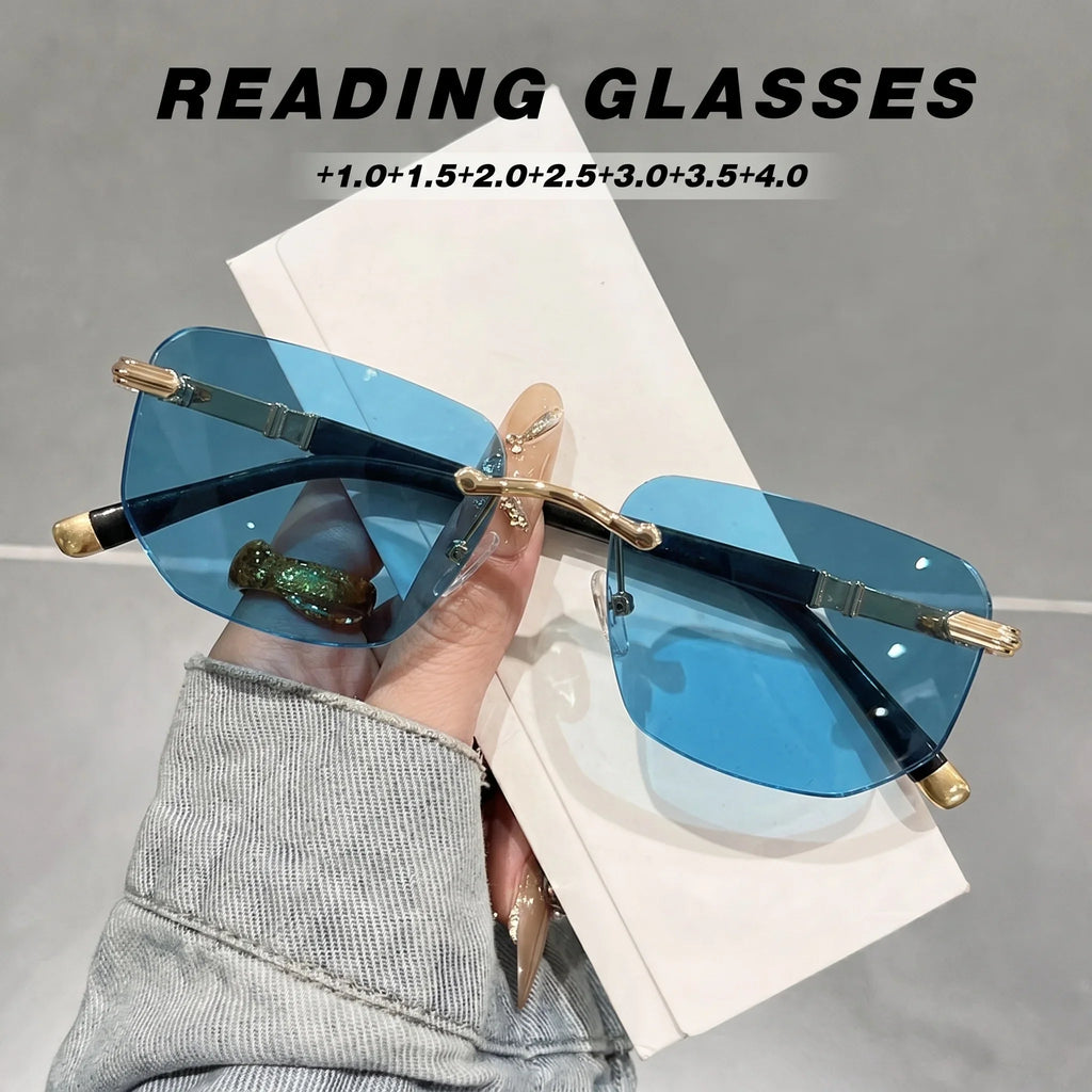 Frameless Cut Edge Sun Reading Glasses for Men, Suitable for Outdoor Driving, Daily Leisure, and Sun Protection Reading