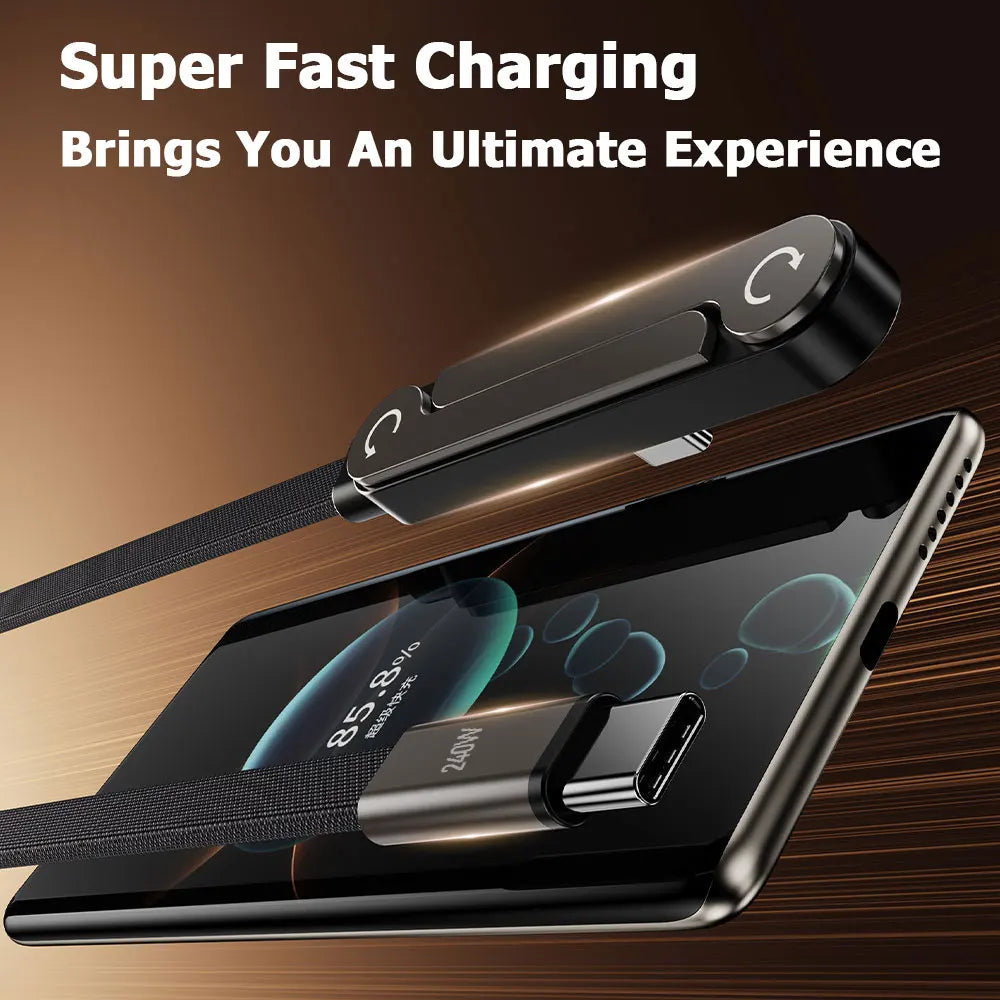 1.5m Foldable Charging Cable With Integrated Stand Fast Charging Cable Phone Tablet 240W Ultra-Fast Data Cable Phone Holder
