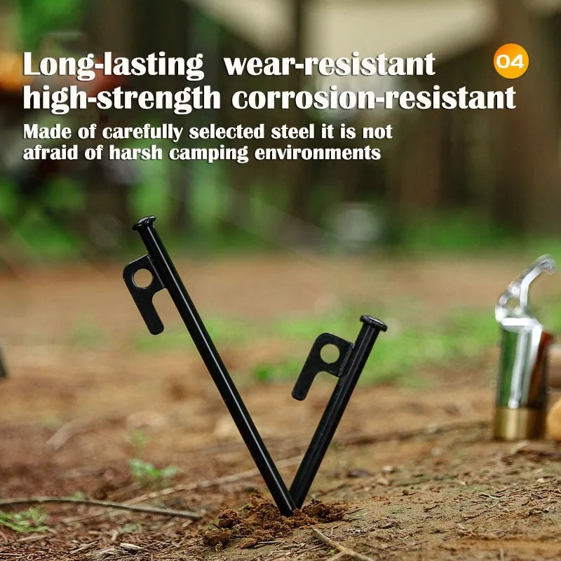 Tent Stakes Quality S45C Steel Tent Pegs Ground Stakes, Utility Camping Rope Nylon Core Para Cord for Camping Garden Hiking