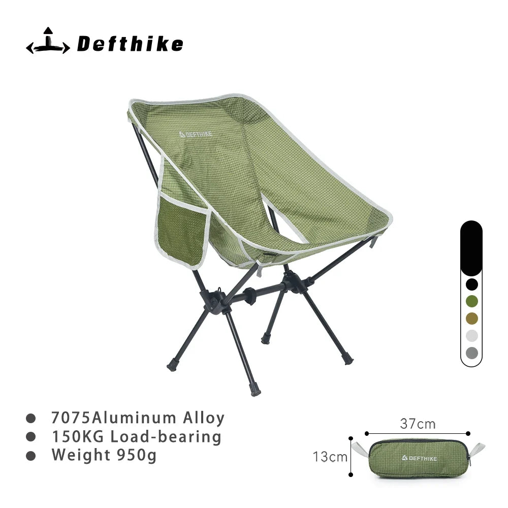 Defthike Official Folding Chair Oversized Camping Chair 7 Series Aluminum Alloy Load Capacity 150kg Outdoor Portable Chair Home