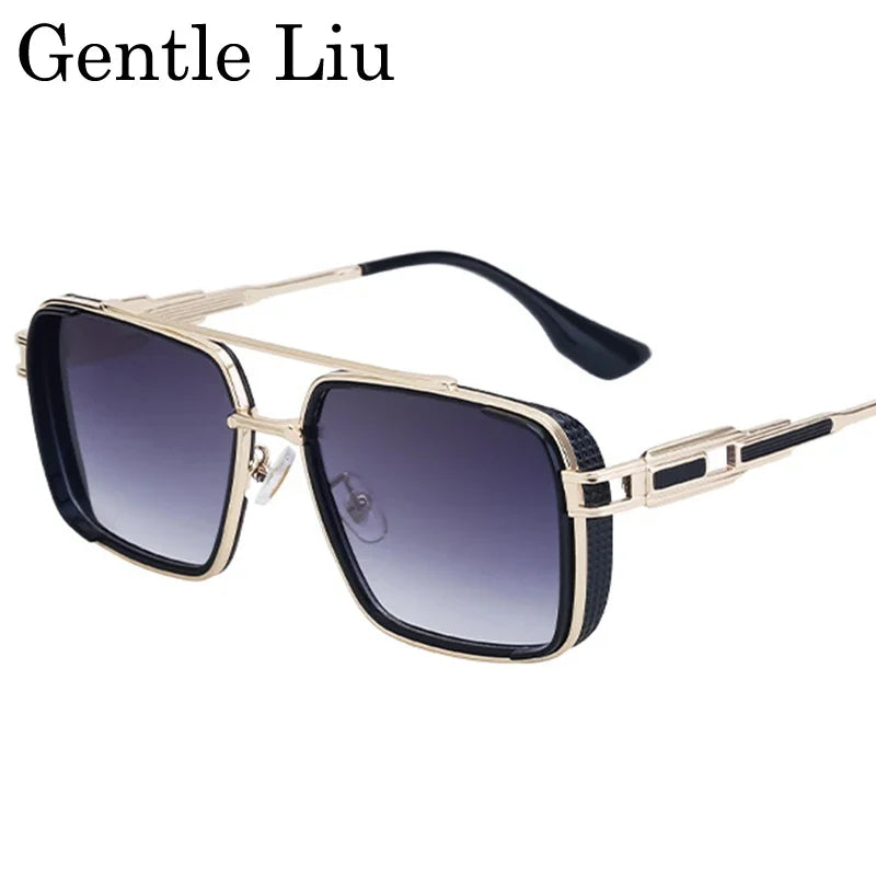 Steampunk Classic Square Sunglasses Men 2026 Luxury Brand Punk Metal Double Beam Sun Glasses For Male UV400 Punk Driving Eyewear