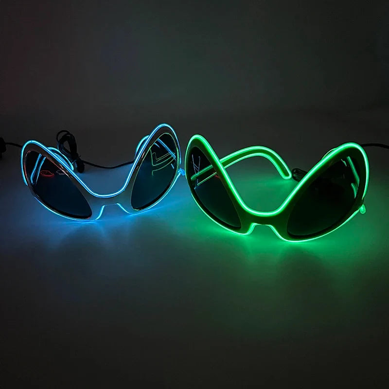 Halloween Funny Sunglasses Personalized Eyewear Alien Style Glasses Luminous Neon Glasses For Rave Festival Club Party Props