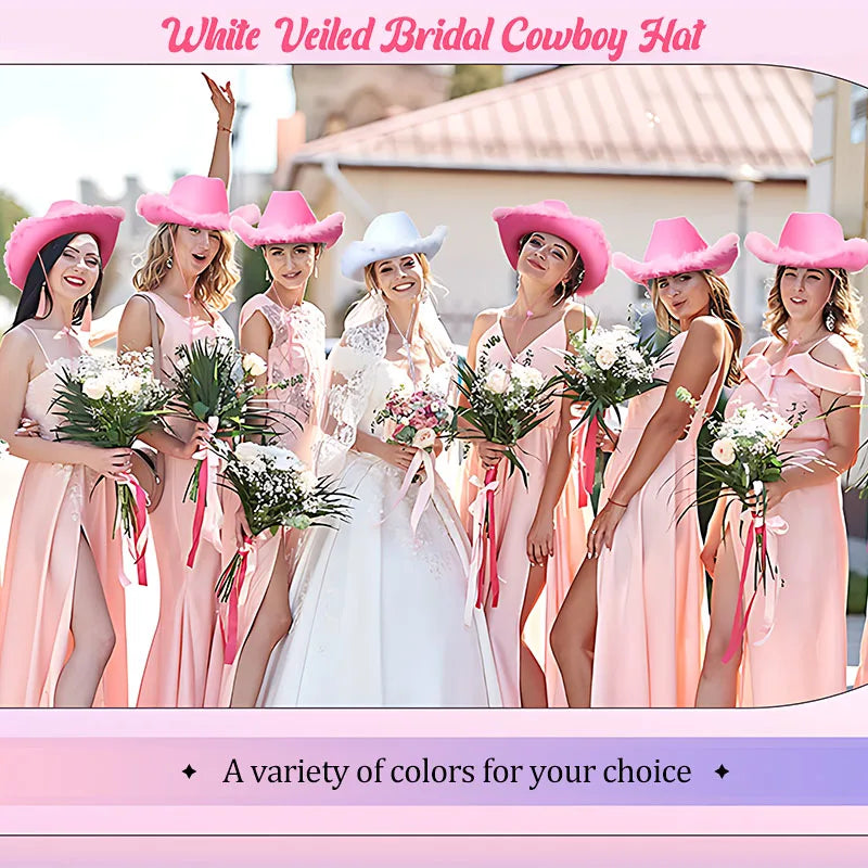 5-12Set Cowgirl Cowboy Hats Bachelorette Cowboy Hats for Bridal Shower Wedding Rhinestone Bandana Heart Glasses for Last Disco