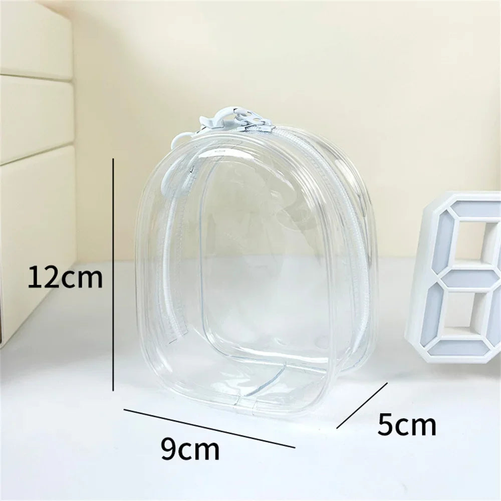 Couple Dolls Storage Bag Transparent Pvc Zipper Organizer Bags Dustproof Plush Doll Display Case Outdoor Backpack Hanging Bag