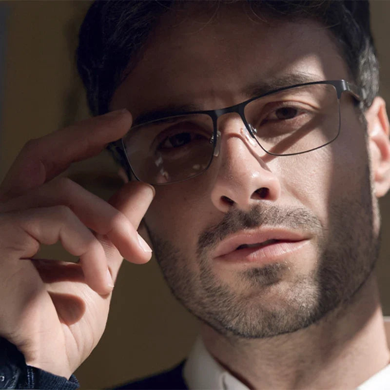 ZENOTTIC Anti Blue Light Reading Glasses for Men Computer Readers Trendy Square High-quality Metal Frame Anti Glare Presbyopic