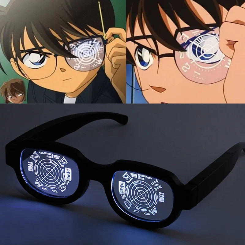Detective Conan LED Light Up Glasses Anime Cosplay Props Luminous Eyewear For Halloween Party Rave Bar Live Show