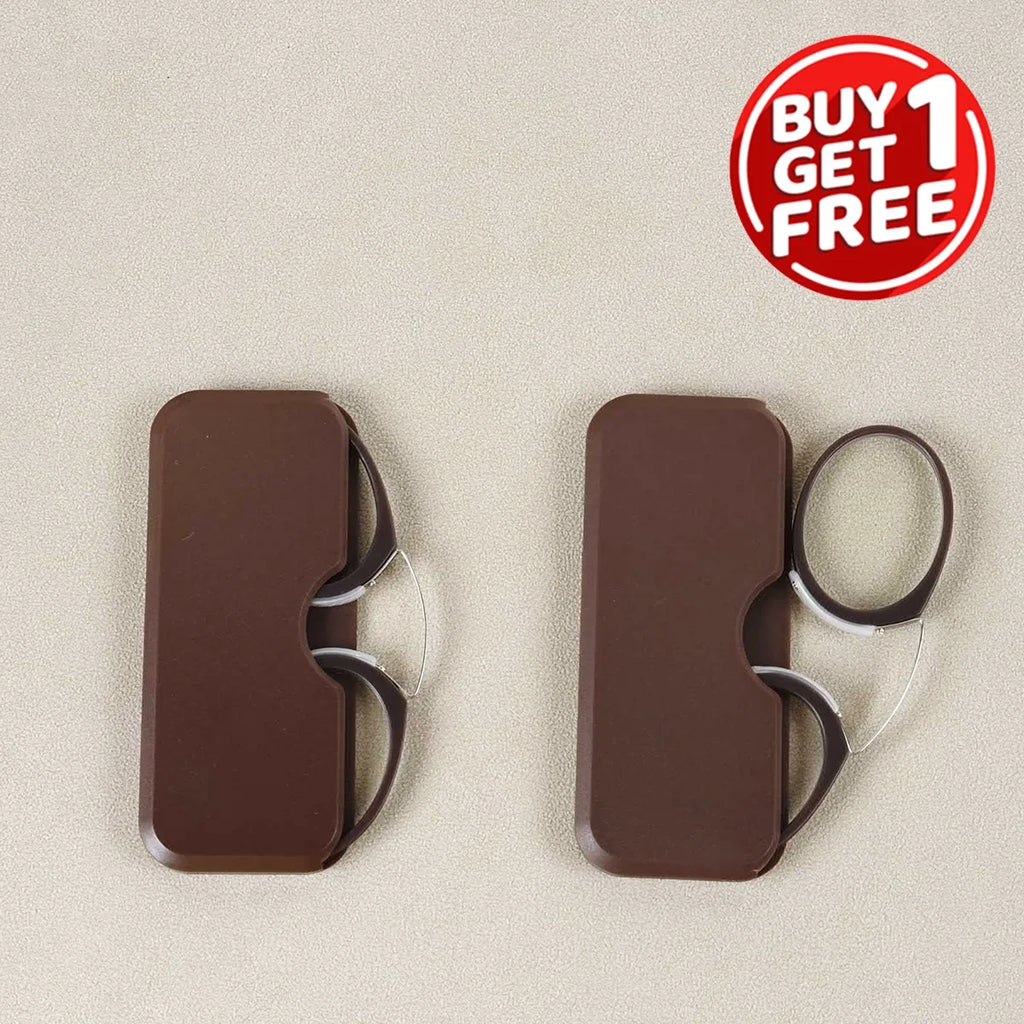 2PC Men Women Circular Nose Clip Reading Glasses Legless Ultra Thin Portable Clear Lens Durable Luxury Brand Designers Eyewear