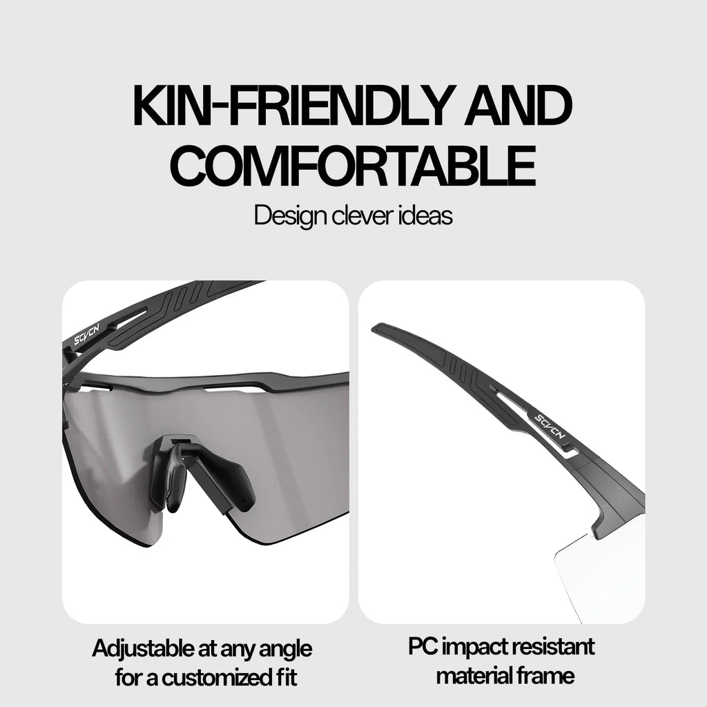 SCVCN UV400 Photochromic Outdoor Sports MTB Goggles Men Women Hiking Bike Riding Running Climbing Hydrophobic Eyewear Sunglasses