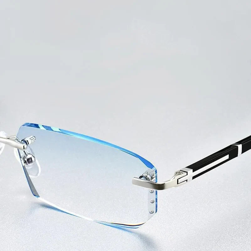 Stylish Frameless Anti-Blue Light Reading Glasses for Men Business Reading Glasses New Design