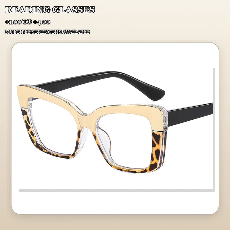 6 Pack Floral Leopard Cat Eye Reading Glasses for Women, Multi Pattern Fashion Reading Glasses Bulk Set, Multiple Diopters +1