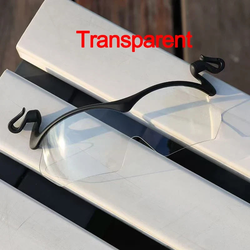 Men Women Blue Red Polarized Cycling Sunglasses Mirrored Len Clipped Edge On Hat Reduce Ear Pressure Protect Eyes Easy To Carry