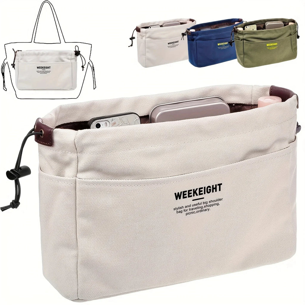 1/2pcs Drawstring Canvas Storage Organizers Multi-Pockets Liner Bag Lightweight Portable Travel Storage Bag