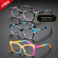 3 Pack Floral Cat Eye Reading Glasses for Women, Mixed Flower & Gradient Color Fashion Presbyopic Glasses Set