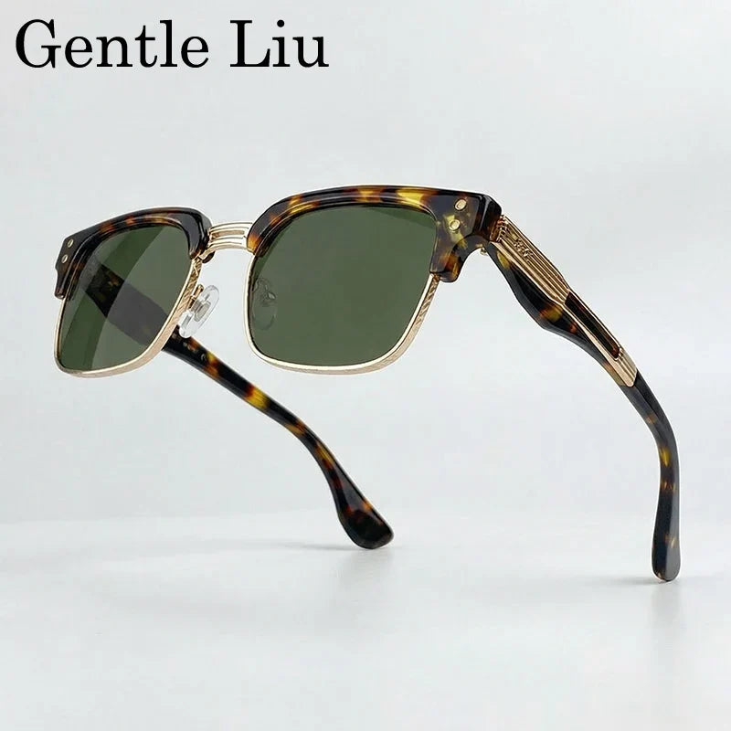 Retro Photochromic Classic Square Punk Sunglasses Men Metal Frame Driving Sun Glasses Male Vintage Luxury Brand Eyewear Shades