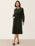 Cotton Lyocell Textured Button Front Pocket Midi Dress NOVALIE
