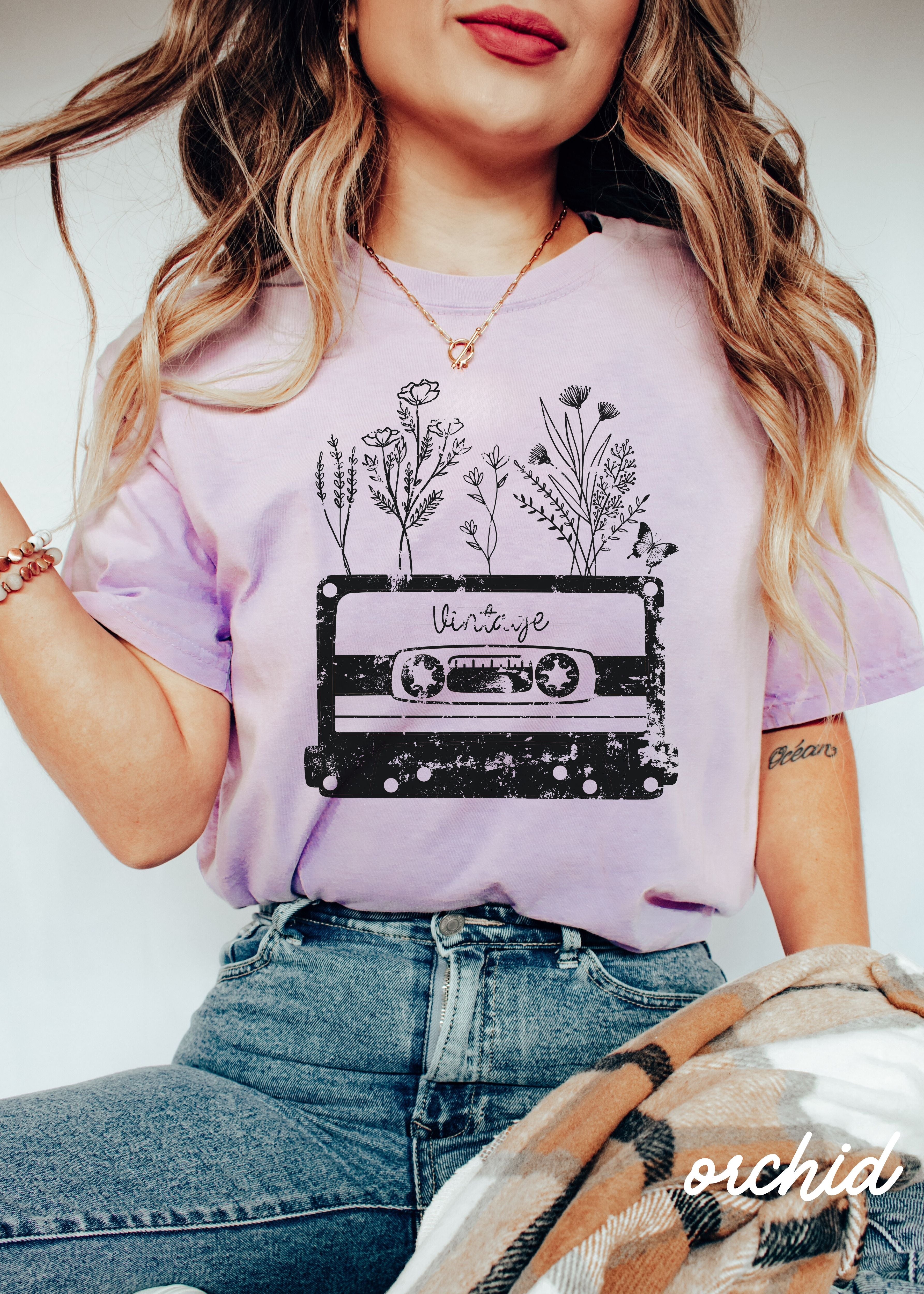 PRE-ORDER: Floral Vintage Tape Tee *10 Colors (S-3X)