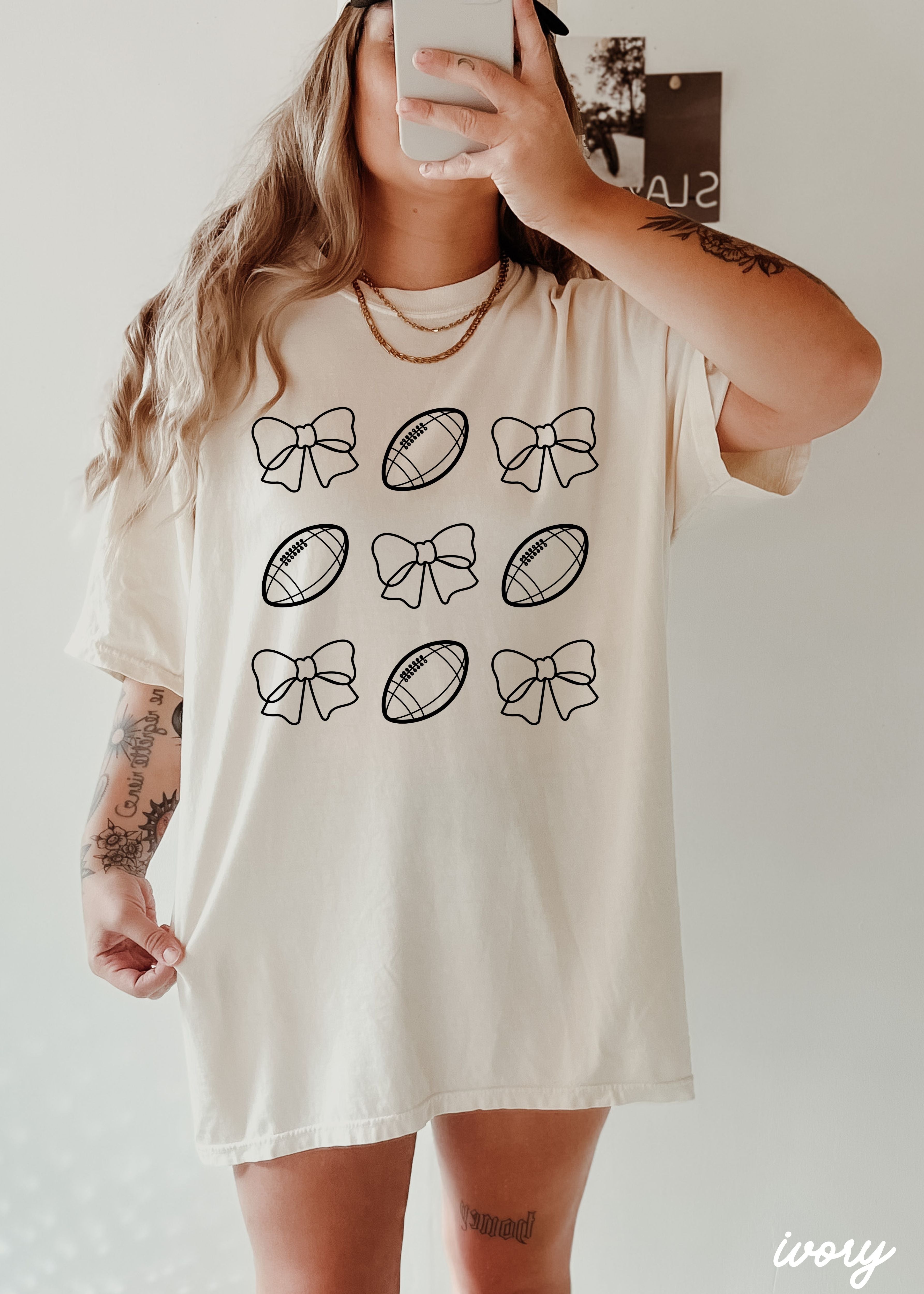 Football Bow Coquette Rows Tee *12 Colors (S-3X)
