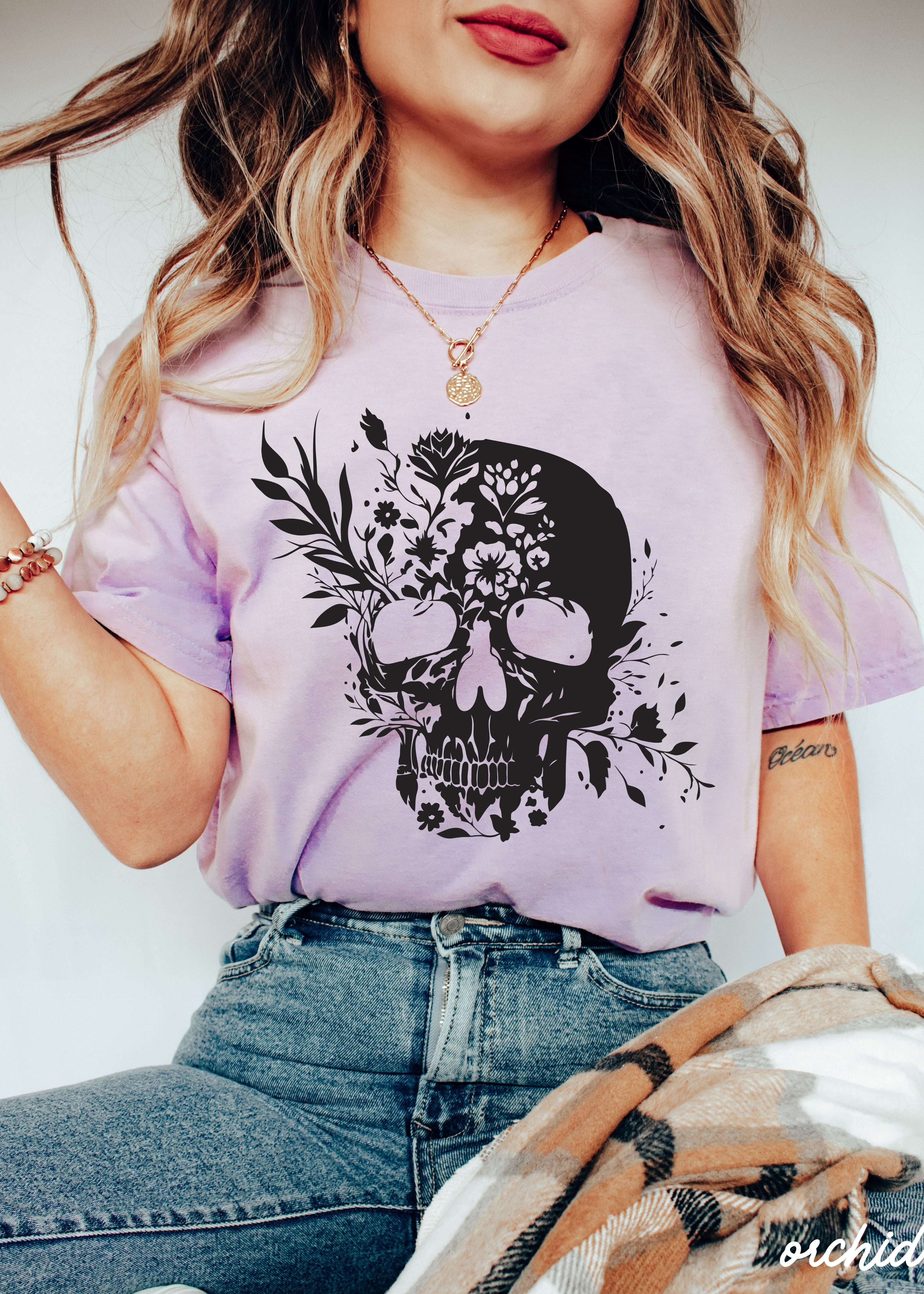 Floral Skull Tee *8 Colors (S-3X)