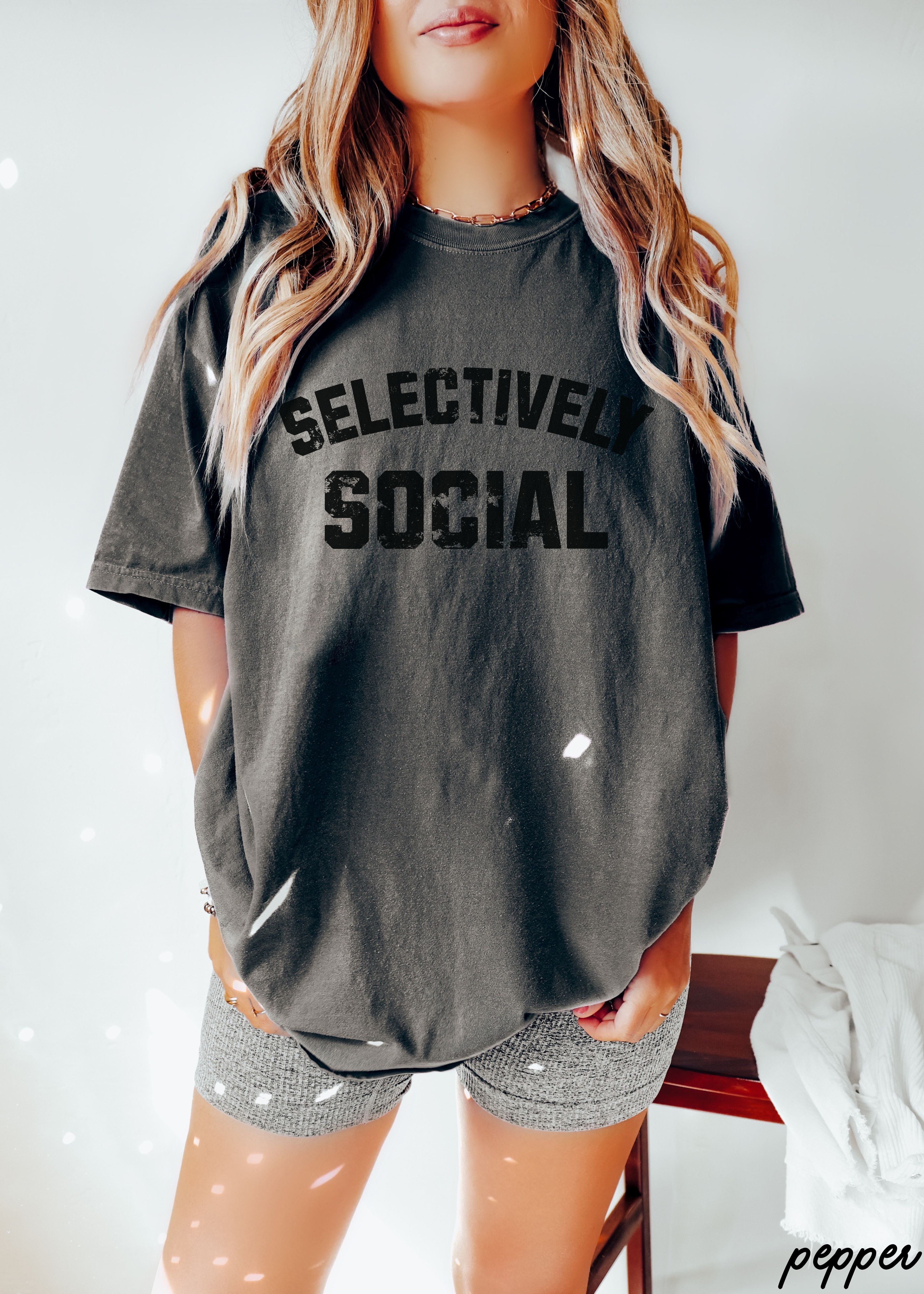 Selectively Social Tee *9 Colors (S-3X)
