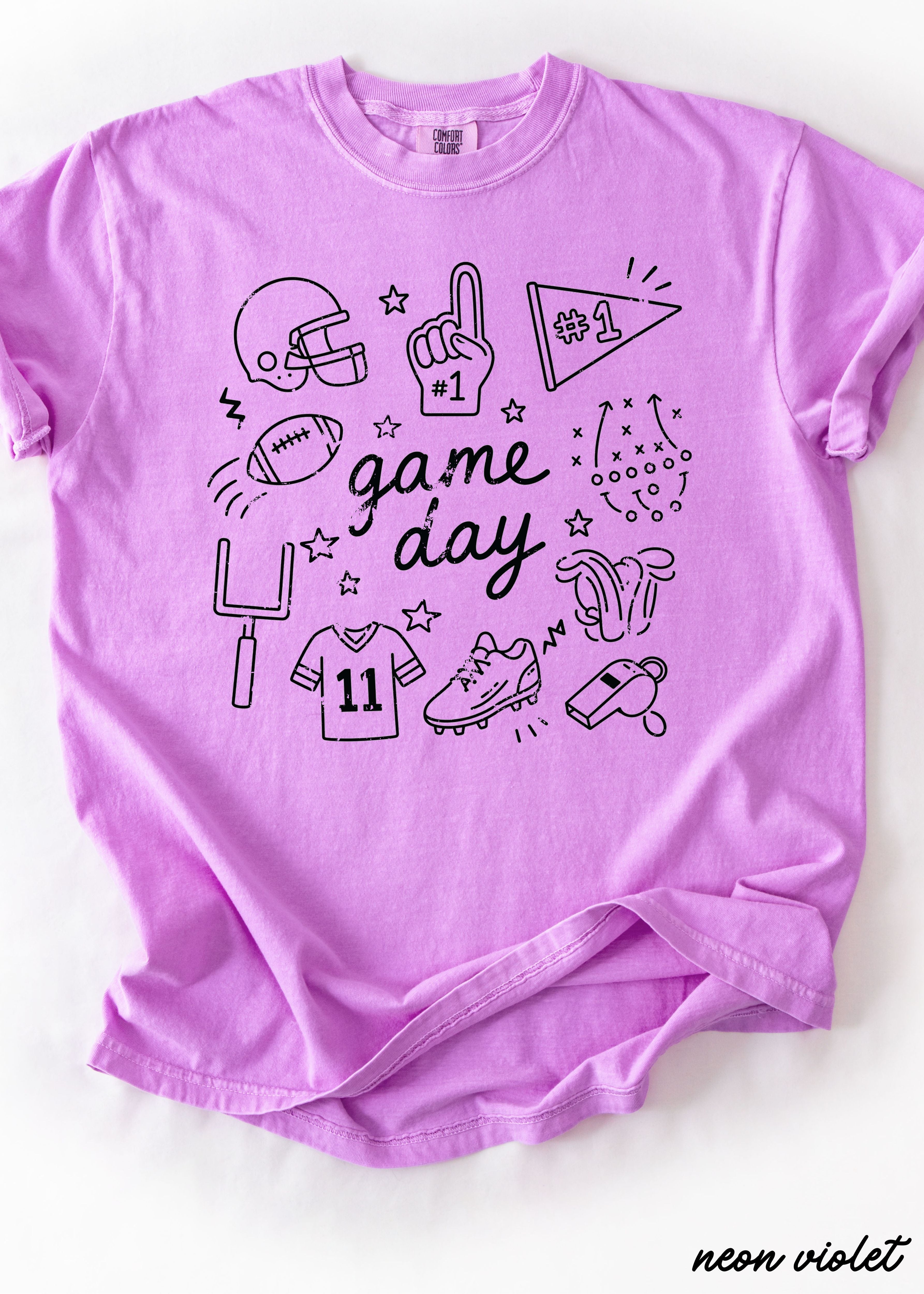 Football Game Day Doodle Tee *16 Colors (S-3X)