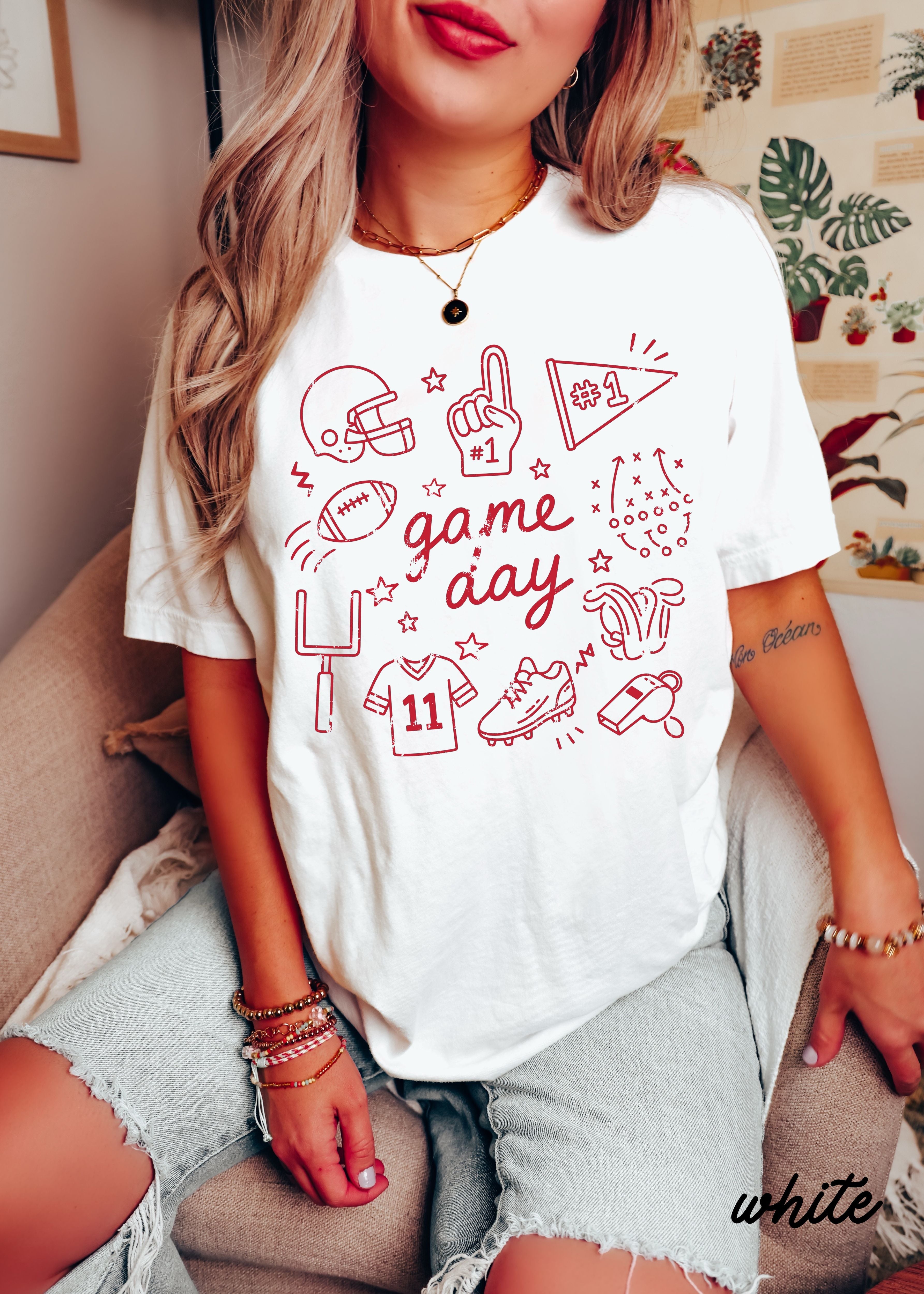 Football Game Day Doodle Tee *16 Colors (S-3X)