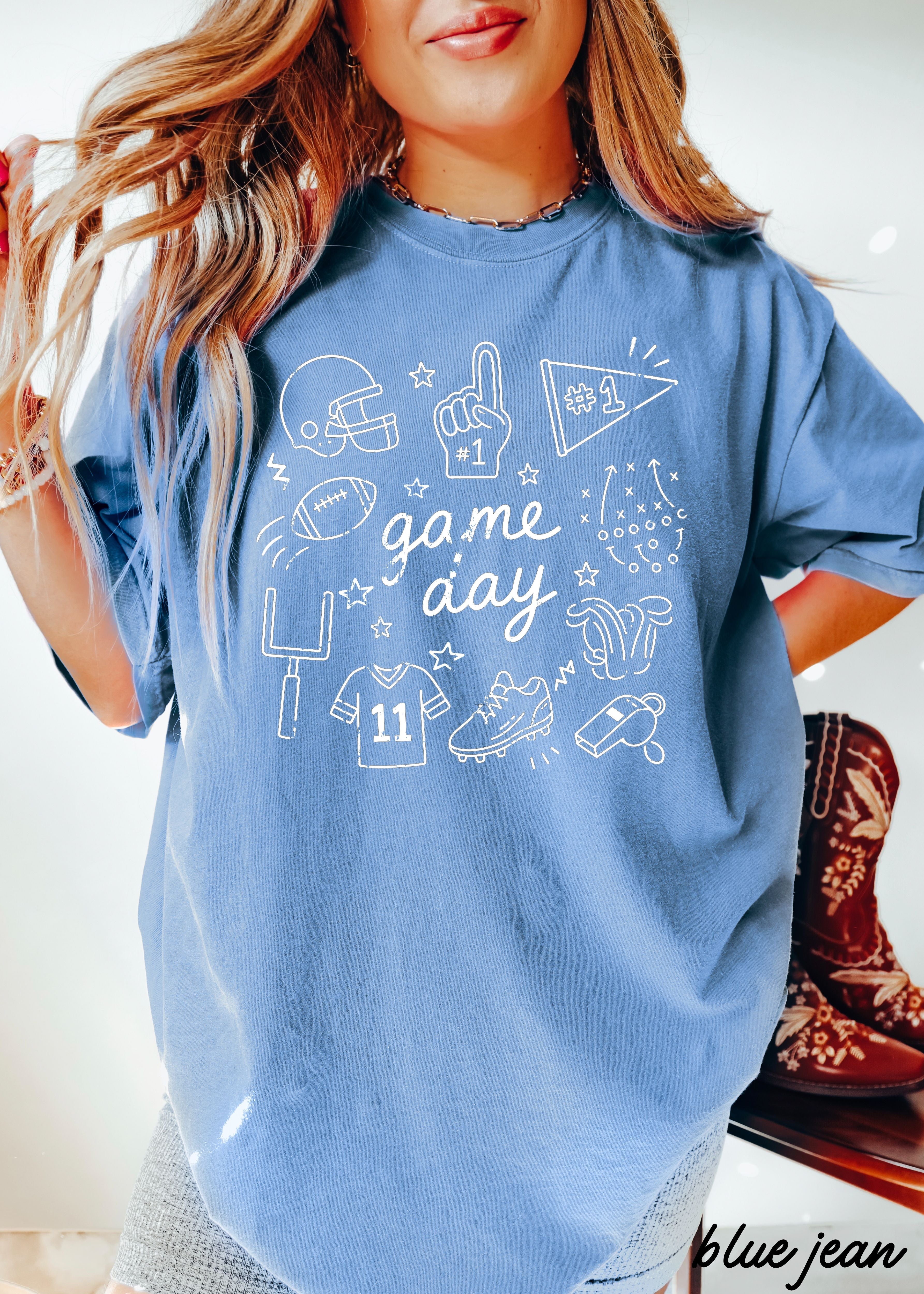 Football Game Day Doodle Tee *16 Colors (S-3X)