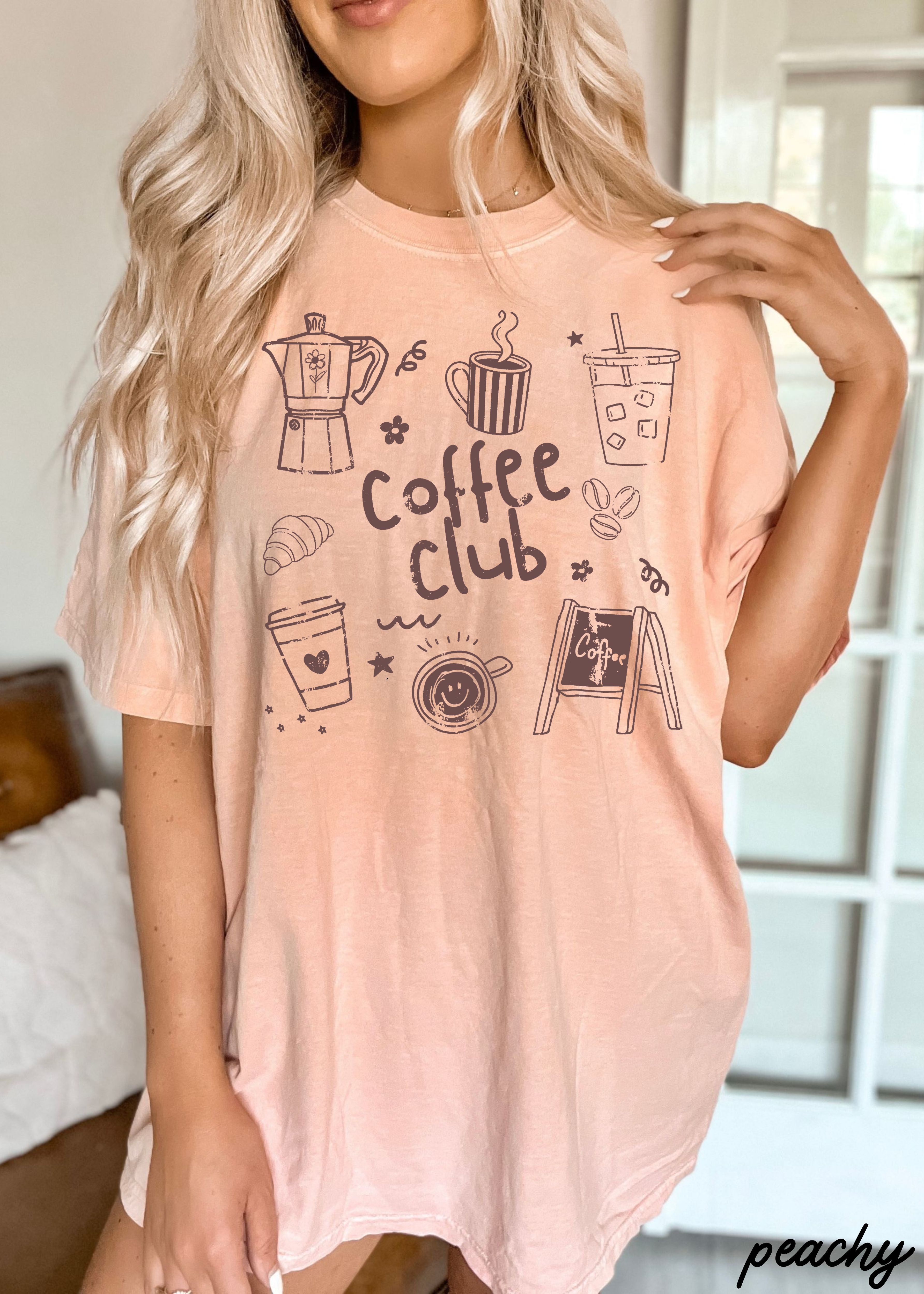 Coffee Club Doodle Tee *16 Colors (S-3X) SC