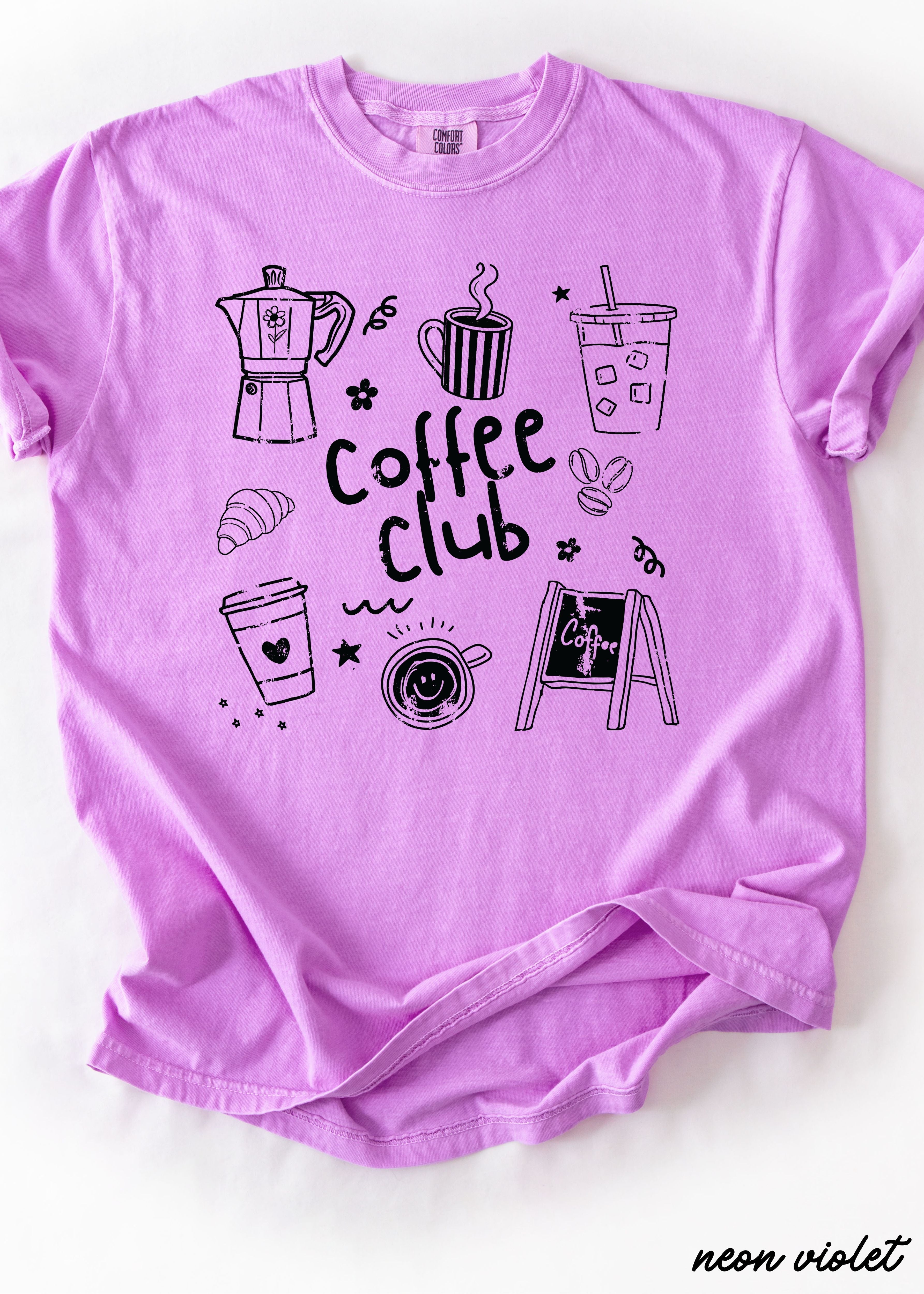 Coffee Club Doodle Tee *16 Colors (S-3X) SC