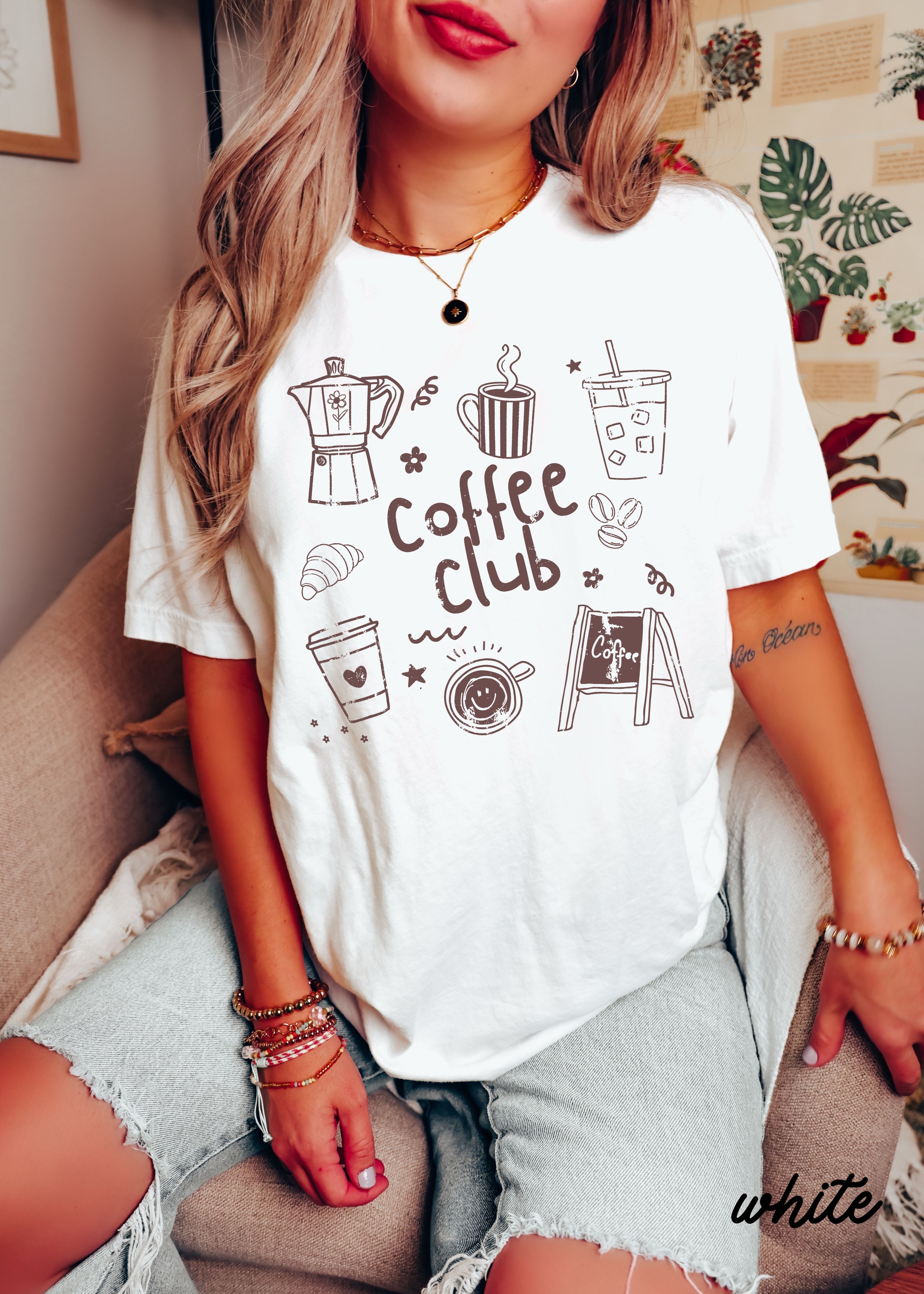 Coffee Club Doodle Tee *16 Colors (S-3X) SC