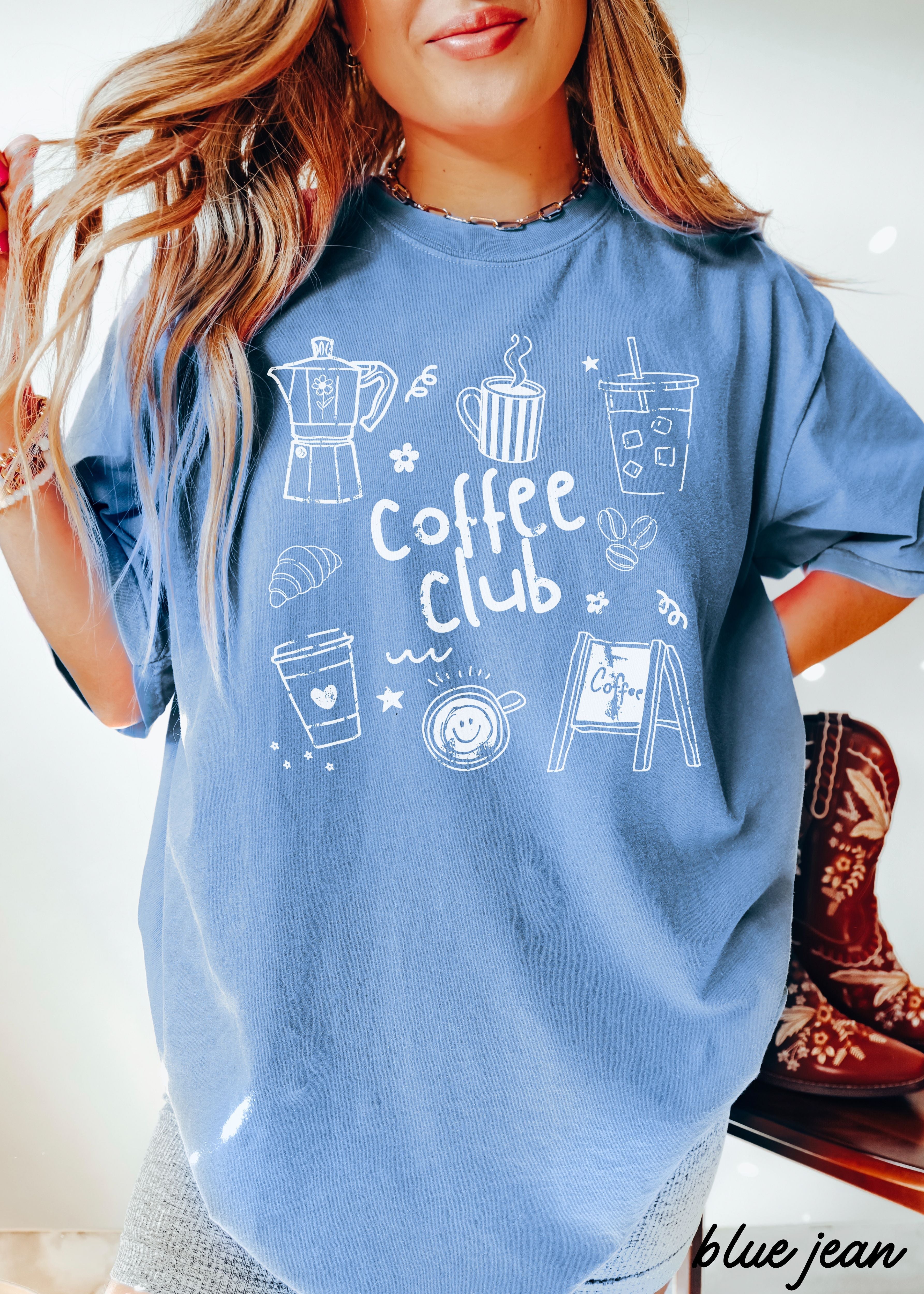 Coffee Club Doodle Tee *16 Colors (S-3X) SC