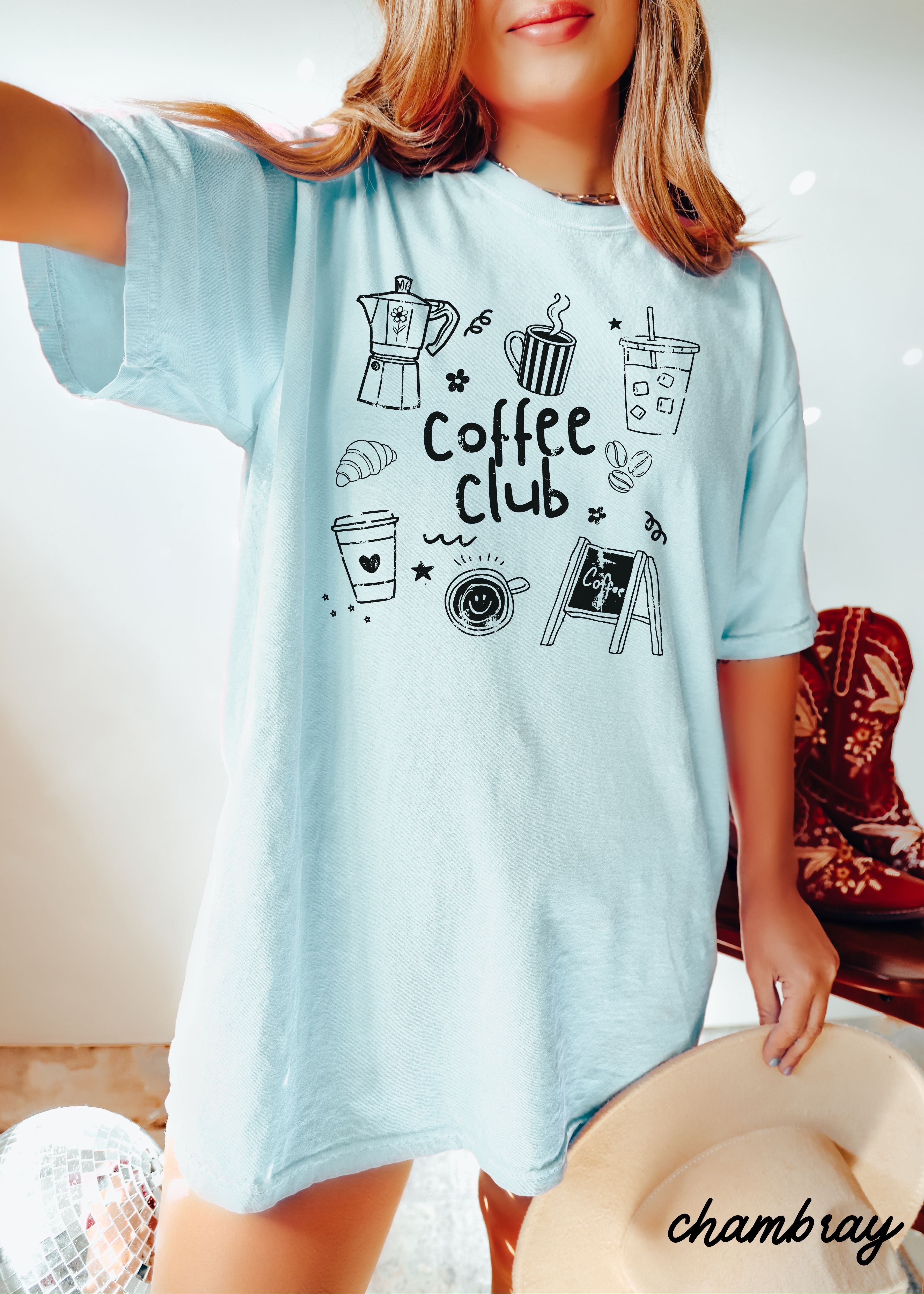 Coffee Club Doodle Tee *16 Colors (S-3X) SC