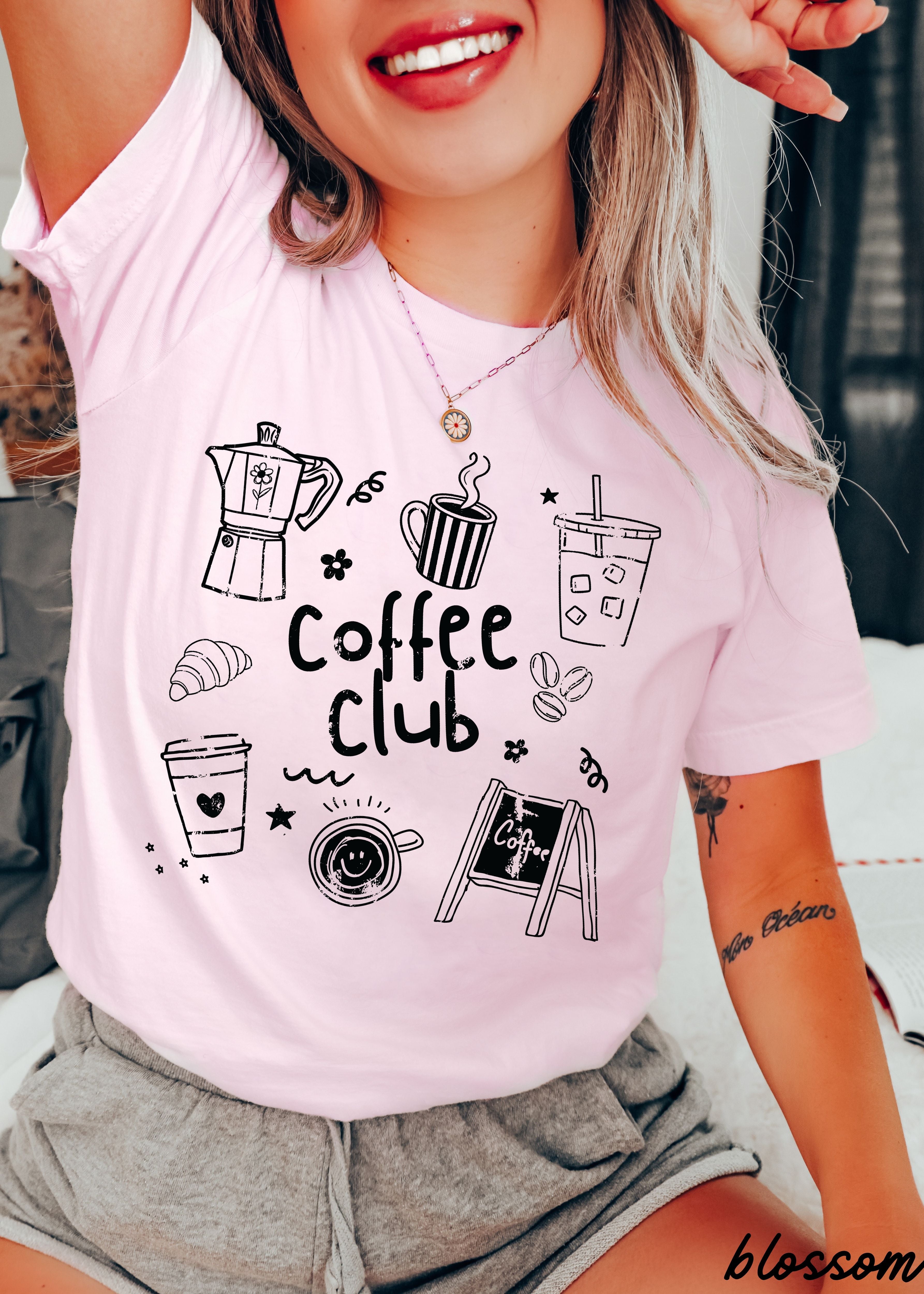 Coffee Club Doodle Tee *16 Colors (S-3X) SC